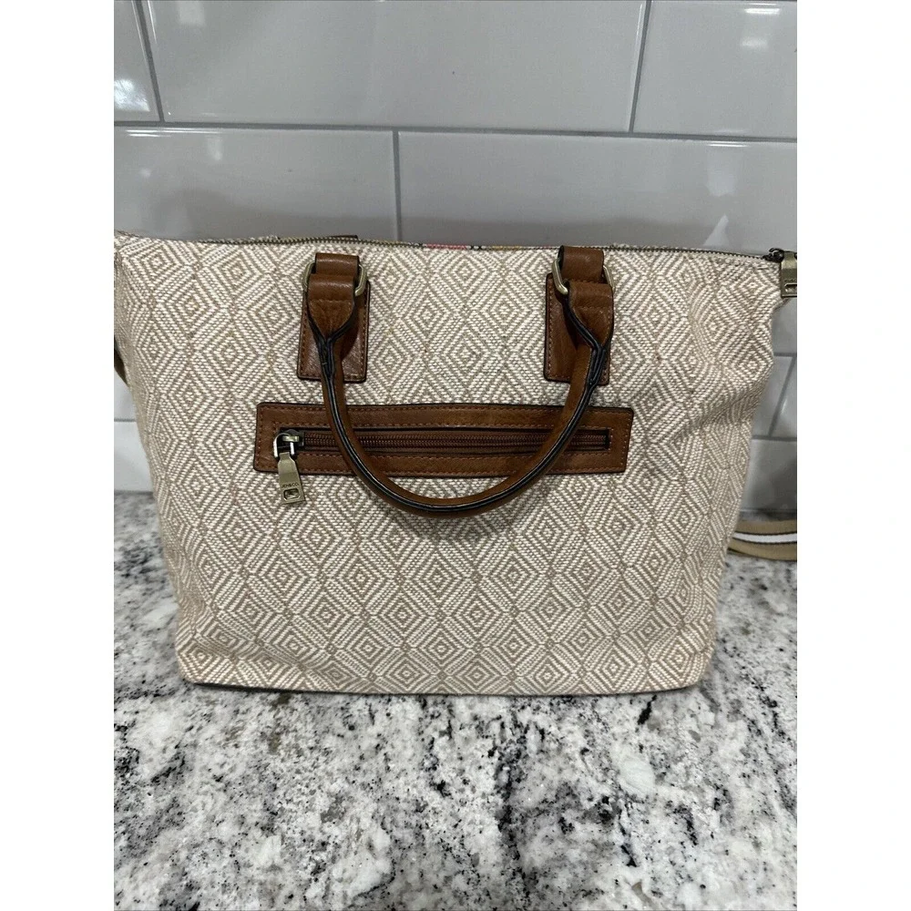 Jen & Co JoJo Satchel Aztec Woven Printed‎ Handbag w/Vegan Leather Trim